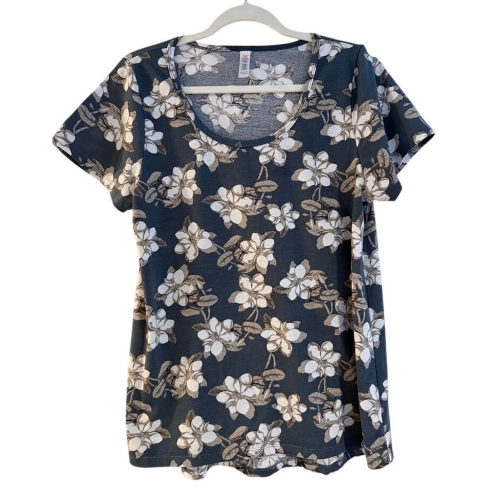 LuLaRoe Floral‎ Print Short Sleeve Scoop Neck Top Women's Size L